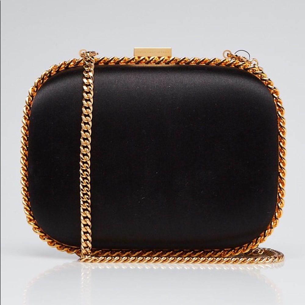 Stella McCartney Black Falabella Satin Clutch